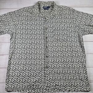 Vintage Polo Ralph Lauren Shirt Mens XL Black Flower Print Clayton Short Sleeve